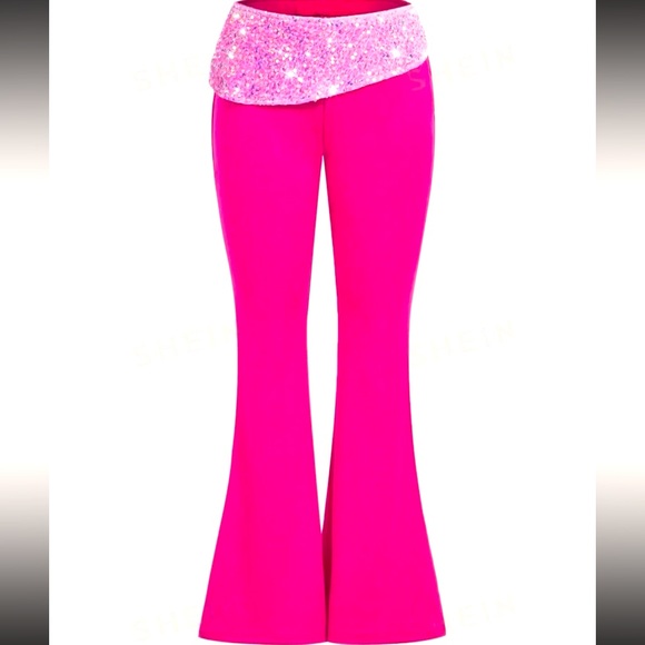Pink Sequin Flare Pants - Picture 1 of 1